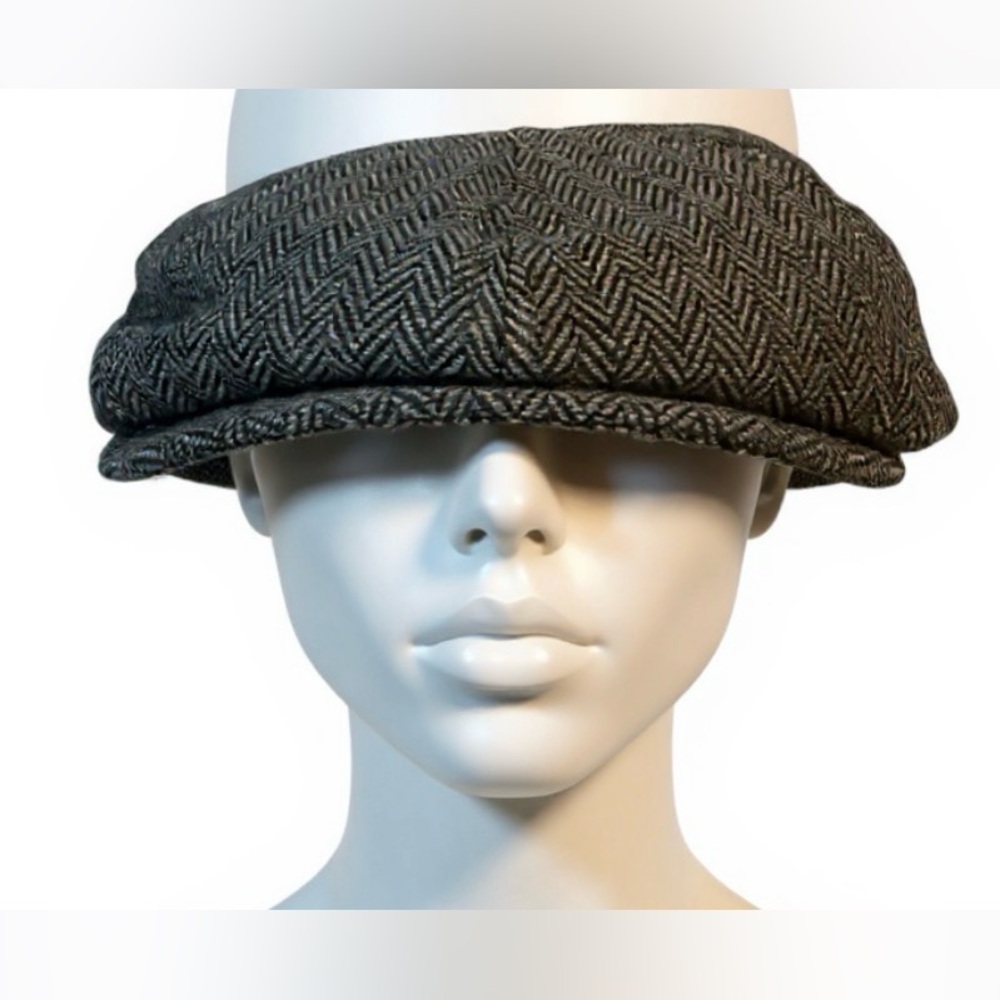 Brixton Black and Grey Newsboy Herringbone Hat